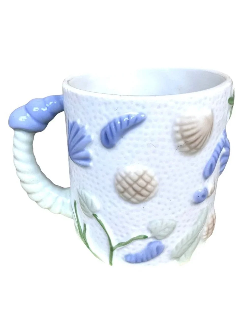 Vintage Handmade Savannah Georgia Cup Pottery Seashells Starfish Coast Beach